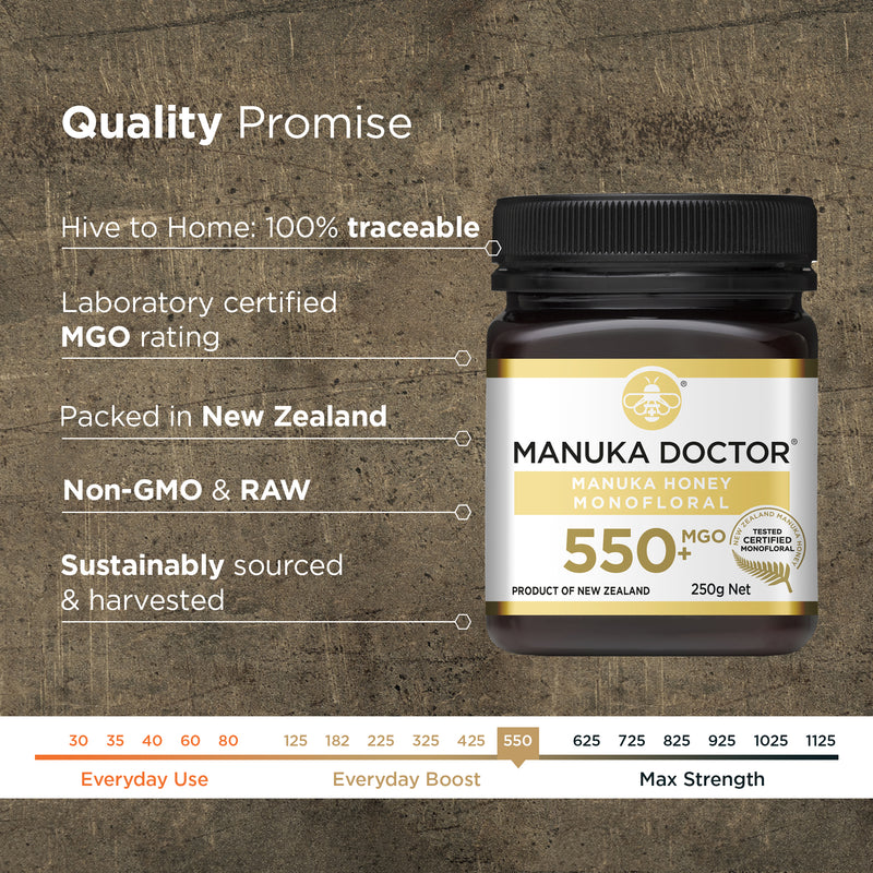 MGO 550+ Monofloral Mānuka Honey 250g